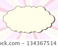 Vector illustration of a pink radial background and cloud-shaped speech bubble 134367514