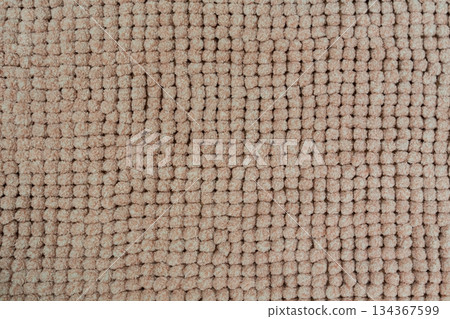 Luxurious Beige Microfiber Chenille Bath Mat Texture, Soft and Absorbent, Perfect for Home Decor 134367599