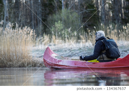 Paddling the River A Solo Canoe Trip Through Nature s Serenity, Embracing the Outdoors 134367637