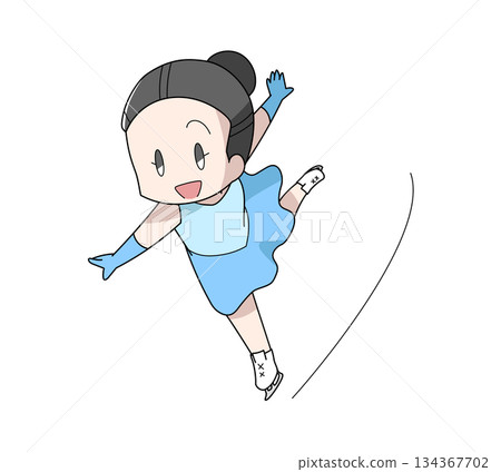 Illustration of a woman performing figure skating 134367702