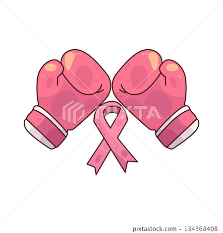 illustration of Boxing Glove with Pink Ribbon illustration of Boxing Glove with Pink Ribbon 134368408
