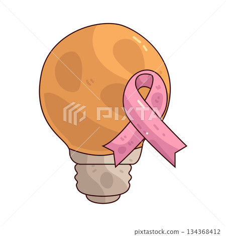 illustration of Light Bulb with Pink Ribbon illustration of Light Bulb with Pink Ribbon 134368412