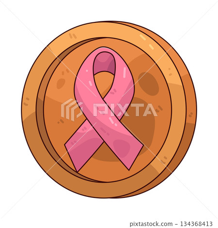 illustration of Breast Cancer Fundraising Coin 134368413