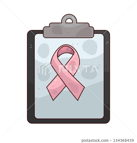 illustration of Clipboard with Pink Ribbon illustration of Clipboard with Pink Ribbon 134368439