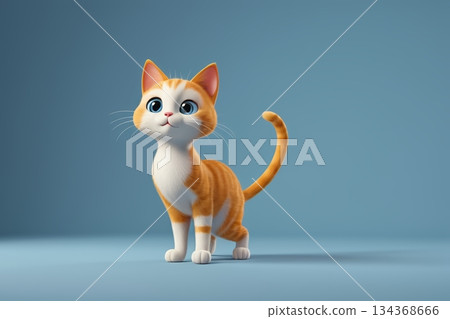 站立的卡通小猫形象 134368666