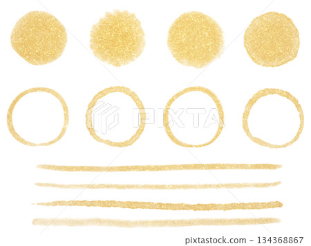 Gold circle, frame and line decoration set 134368867