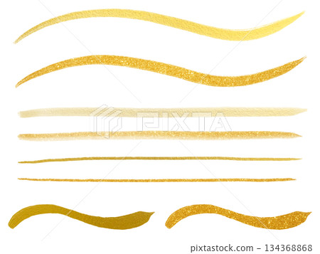 Gold: Brush-drawn line material set 134368868