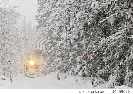 Tadami Line in a blizzard Tadami Line in a blizzard 134369030