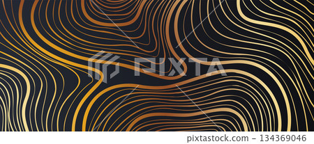 Dark Abstract Background with Golden Tree Rings 134369046