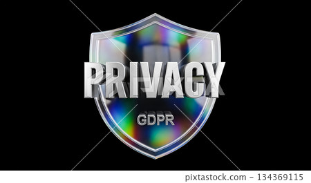 3d render illustration glass shield privacy gdpr text protecting personal data against cyber attack isolated black background security safety symbol 3d render illustration glass shield privacy gdpr text protecting personal data against cyber attack isolated black background security safety symbol 134369115