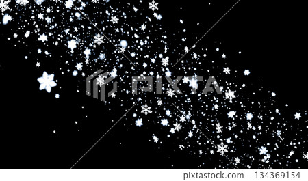 Falling snow overlay, snowflakes isolated on black background, winter christmas magic, abstract snowfall, holiday blizzard, cold weather texture, sparkle 134369154