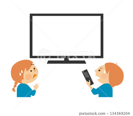 孩子們對電視螢幕感到驚訝的插圖 孩子們對電視螢幕感到驚訝的插圖 134369204