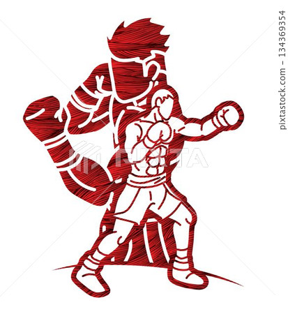 Group of Boxer Mix Action Boxing Sport Cartoon Graphic Vector 134369354