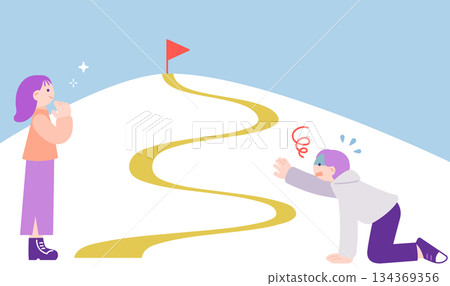 設定目標的女性和失敗的男性 設定目標的女性和失敗的男性 134369356