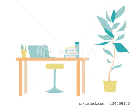 辦公桌插圖背景 | 工作台上擺放著筆記型電腦和書籍,無人值守,橫向構圖 辦公桌插圖背景 | 工作台上擺放著筆記型電腦和書籍,無人值守,橫向構圖 134369360