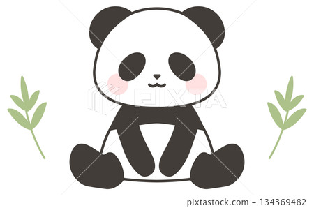 可愛的熊貓手繪角色插畫素材 134369482