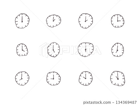 簡單的手繪時鐘插圖 134369487
