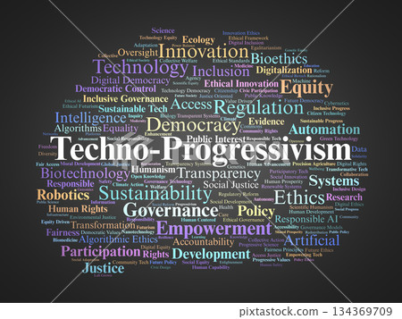 Techno progressivism Word Cloud. Core Concepts on Ethical Innovation and Progressive Technology 134369709