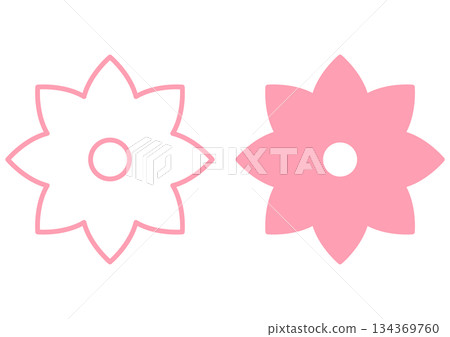 A cute pink flower icon set with petal designs that can be used for spring or girly motifs. A cute pink flower icon set with petal designs that can be used for spring or girly motifs. 134369760