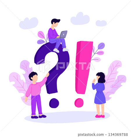 Landing page template of Frequently Asked Question Concept. Modern flat design concept of web page design for website and mobile website 134369788