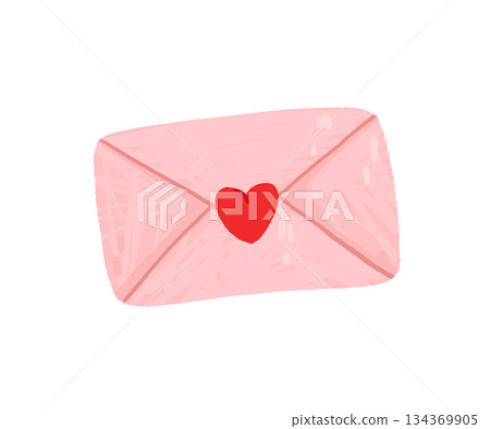 Love letter vector. Pink envelope with heart inside. Love clipart, valentine element in cartoon style isolated on white background. Love letter vector. Pink envelope with heart inside. Love clipart, valentine element in cartoon style isolated on white background. 134369905