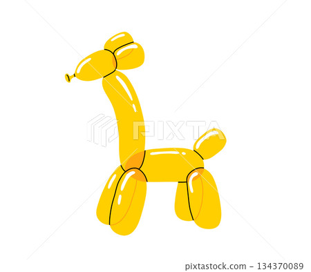 Bright yellow balloon. Bubble animal in a shape of giraffe. Vector cute illustration isolated on white background. Bright yellow balloon. Bubble animal in a shape of giraffe. Vector cute illustration isolated on white background. 134370089