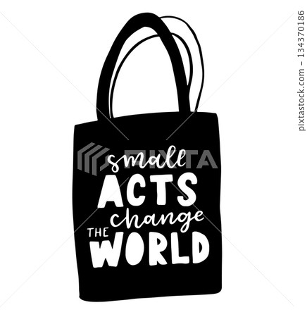 Tote bag with hand drawn lettering. Plastic Free Future and set of produce bags for shopping, storage. Flat style vector illustration for eco store, organic food shop, local market banner, vegan site 134370186