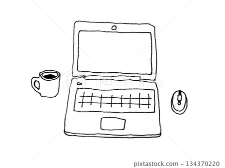 laptop hand drawn illustration 134370220