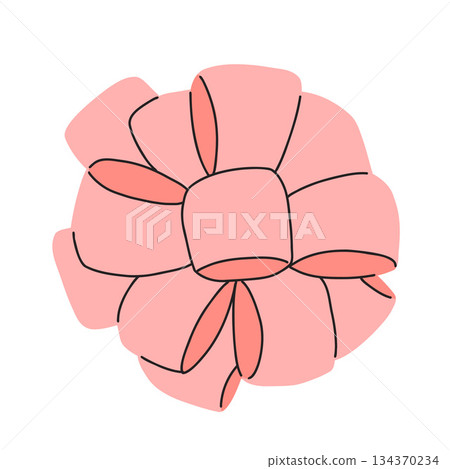 Vector illustration of a bow, gift ribbons. Bowknot in hand drawn and flat styles. Fashionable Hair accessory. Bow knot for gift wrapping 134370234