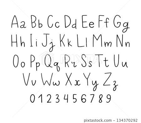 Condensed tall hand drawn alphabet. Narrow doodle abc letters. Vector sketchy typography isolated on white background. Minimal compressed simple font with line high thin characters. Condensed tall hand drawn alphabet. Narrow doodle abc letters. Vector sketchy typography isolated on white background. Minimal compressed simple font with line high thin characters. 134370292