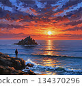 Sunset over the sea 134370296