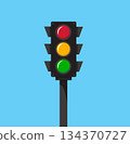 Red, Yellow, Green Traffic Signal 134370727