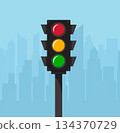 Red, Yellow, Green Traffic Signal 134370729