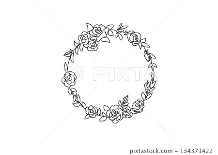 Continuous one line drawing a series of roses and leaves in a circle shape. Symbol of love in simple form. Gifts for the loved ones. Romance. Rose Festival. Single line draw design vector illustration Continuous one line drawing a series of roses and leaves in a circle shape. Symbol of love in simple form. Gifts for the loved ones. Romance. Rose Festival. Single line draw design vector illustration 134371422