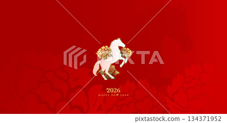 2026 Lunar New year design with Year of the Horse. 134371952