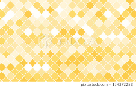 A mosaic pattern of randomly arranged yellow and orange Moroccan patterns A mosaic pattern of randomly arranged yellow and orange Moroccan patterns 134372288