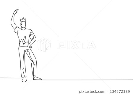 Continuous line drawing of a young man standing confidently with a crown, showing dominance and pride for World Narcissistic Abuse Awareness Day in a psychology concept and awareness campaign artwork Continuous line drawing of a young man standing confidently with a crown, showing dominance and pride for World Narcissistic Abuse Awareness Day in a psychology concept and awareness campaign artwork 134372389