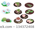 Japanese sweets illustration set 134372408