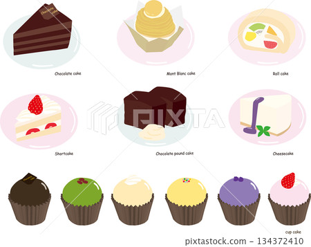 Various cake illustration set Various cake illustration set 134372410