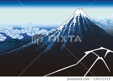 浮世繪風格的富士山 134372413