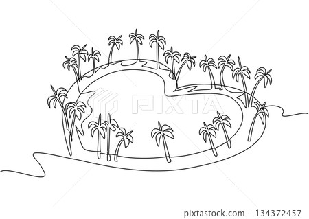 One line drawing of a heart-shaped tropical island with palm trees, nature concept, romantic theme for Love Island Day, minimalist style representing paradise and love. One line drawing of a heart-shaped tropical island with palm trees, nature concept, romantic theme for Love Island Day, minimalist style representing paradise and love. 134372457