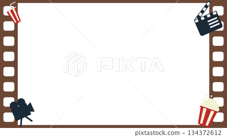 Film frame material with movie-related icons (aspect ratio 16:9) 134372612
