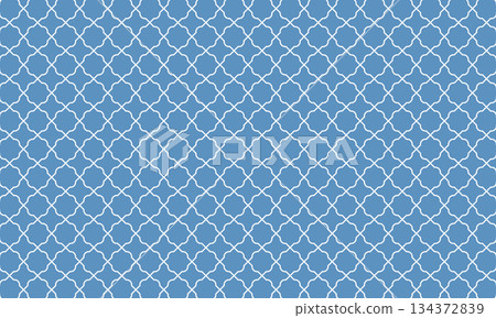Blue wallpaper grid lines with Moroccan pattern Blue wallpaper grid lines with Moroccan pattern 134372839