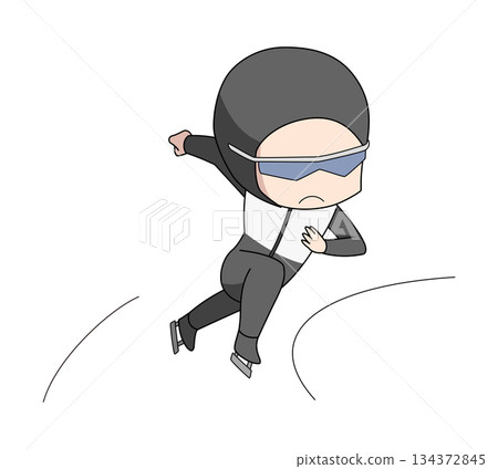 Illustration of a man skating in speed skating Illustration of a man skating in speed skating 134372845