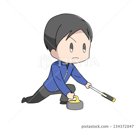男子投擲冰壺的插圖 134372847