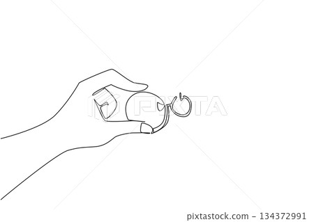 Creative one line drawing of human hand holding a reset ball, symbolizing choice, transformation, and new opportunities in a lifestyle concept for National Start Over Day celebration. Creative one line drawing of human hand holding a reset ball, symbolizing choice, transformation, and new opportunities in a lifestyle concept for National Start Over Day celebration. 134372991