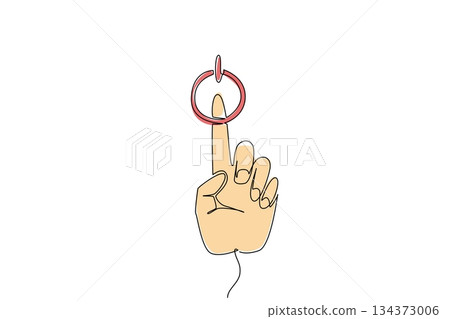 A hand points to reset symbol in continuous line drawing style, reflecting technology concept, restart, renewal, and positive symbolic energy for the celebration of National Start Over Day. A hand points to reset symbol in continuous line drawing style, reflecting technology concept, restart, renewal, and positive symbolic energy for the celebration of National Start Over Day. 134373006