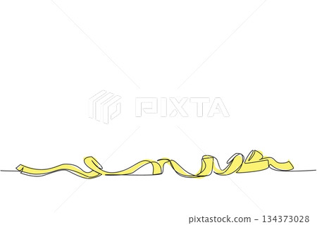 Measuring tape tool is depicted in continuous line drawing style, symbolizing tailoring business concept, precision of fashion measurement, and highlighting National Tailors Day theme. Measuring tape tool is depicted in continuous line drawing style, symbolizing tailoring business concept, precision of fashion measurement, and highlighting National Tailors Day theme. 134373028