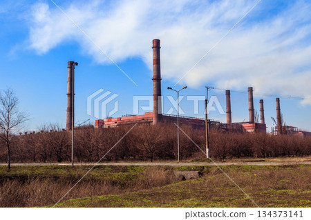 Industrial view of the old factory 134373141