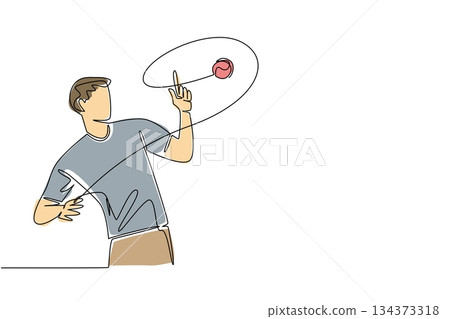 A single line drawing of a young man executing a looping yo-yo trick, reflecting skill, balance, and energy, celebrating toy culture on National Yo Yo Day with a stylish art concept. A single line drawing of a young man executing a looping yo-yo trick, reflecting skill, balance, and energy, celebrating toy culture on National Yo Yo Day with a stylish art concept. 134373318